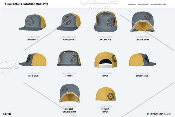 Flat Peak Cap Photoshop Template in Product Mockups - product preview 1