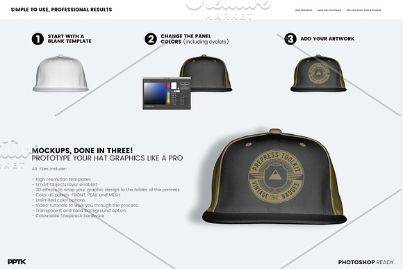 Flat Peak Cap Photoshop Template in Product Mockups - product preview 2