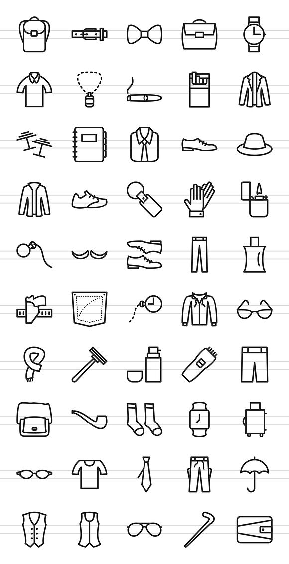 50 Men's Items Line Icons in Graphics - product preview 1