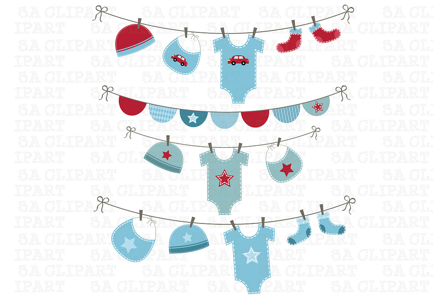 Baby Boy Shower Clipart in Illustrations - product preview 8