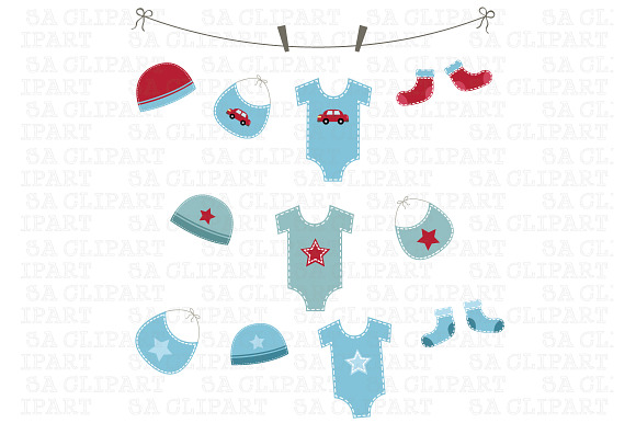 Baby Boy Shower Clipart in Illustrations - product preview 1