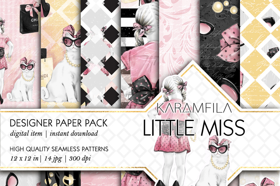 Little Miss Seamless Patterns in Patterns - product preview 8