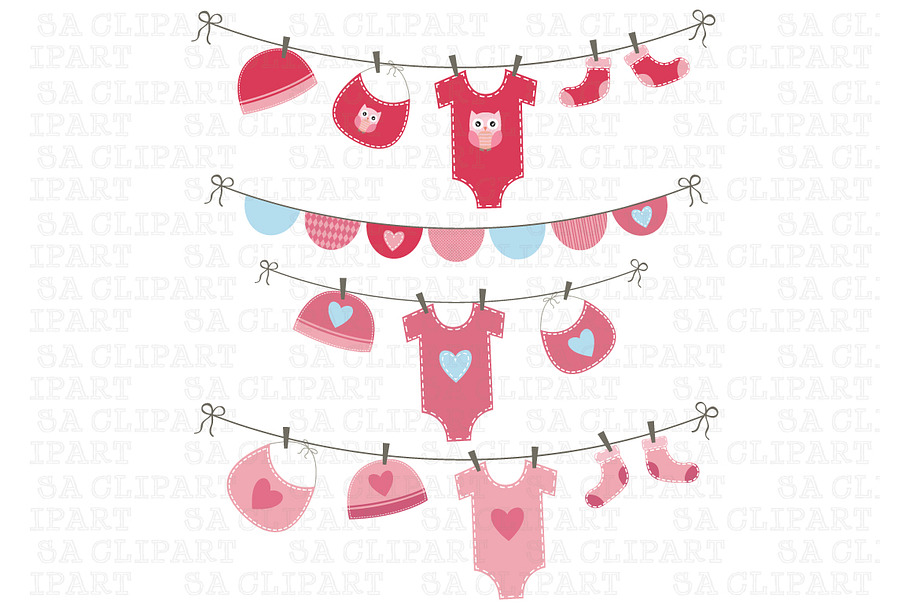 Baby Girl Shower Clipart in Illustrations - product preview 8