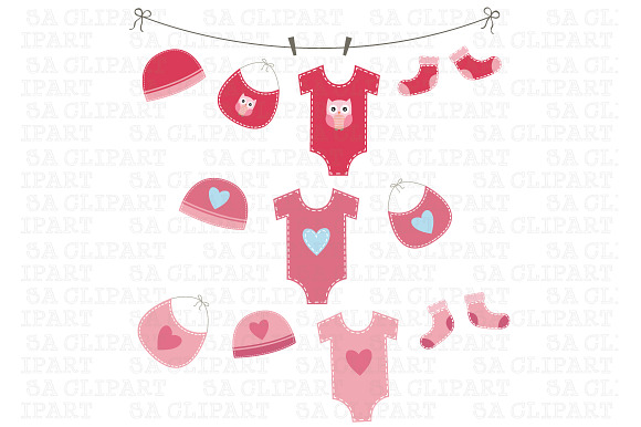 Baby Girl Shower Clipart in Illustrations - product preview 1