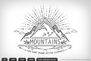 Mountains Handdrawn Doodle Vector