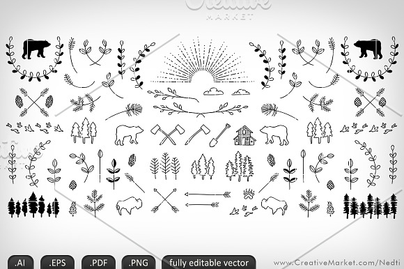 Mountains Handdrawn Doodle Vector in Illustrations - product preview 3