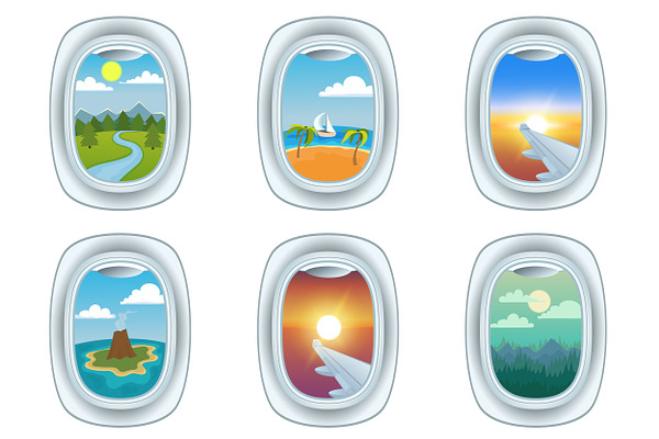 Group of airplane windows vector