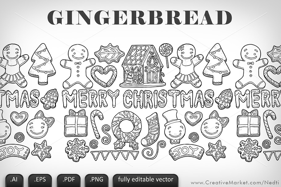 Merry Christmas Gingerbread Vector