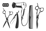 Barber shop vector elements for logo