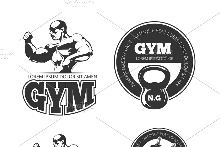 Fitness vector set of emblems in Illustrations - product preview 8