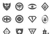 Superhero vector emblems icons set