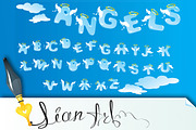 Alphabet with funny angels letters