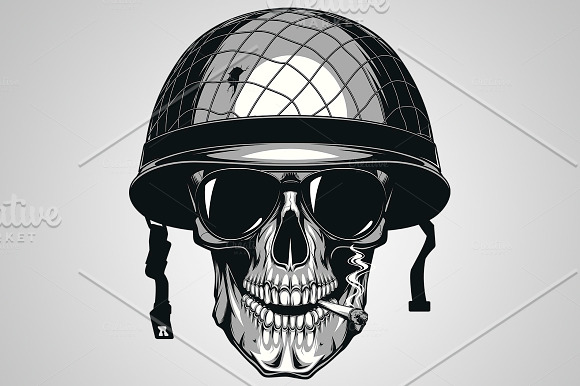 Skull in helmet in Illustrations - product preview 1