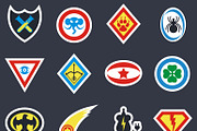 Superhero color vector badges