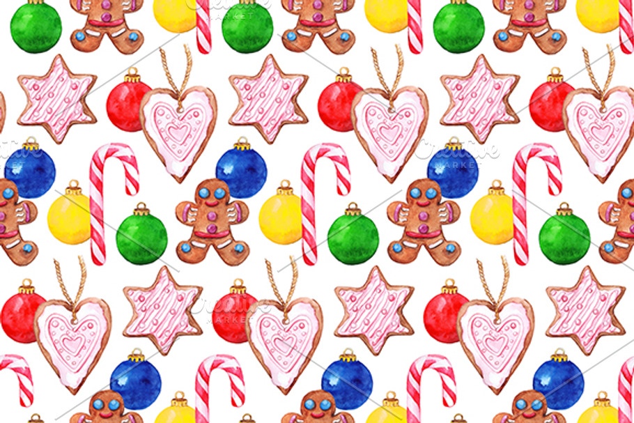 Watercolor XMas seamless pattern in Patterns - product preview 8