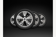 Set four tyres. 3d rendering