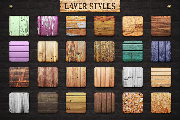 WOODY Texture Photoshop Styles KIT in Photoshop Layer Styles - product preview 2