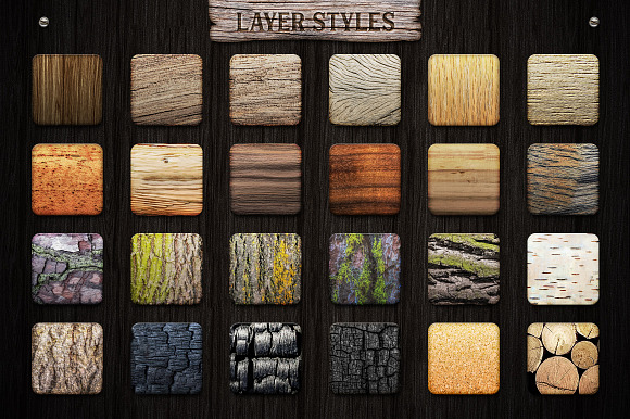 WOODY Texture Photoshop Styles KIT in Photoshop Layer Styles - product preview 4