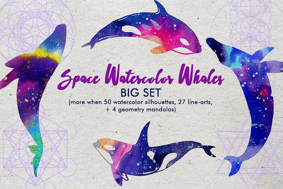 Space Watercolor Whales in Objects - product preview 8