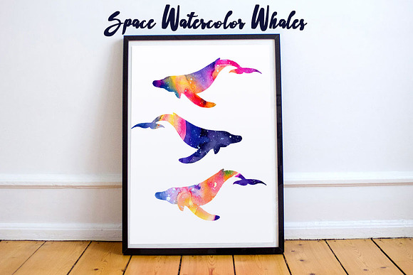 Space Watercolor Whales in Objects - product preview 2