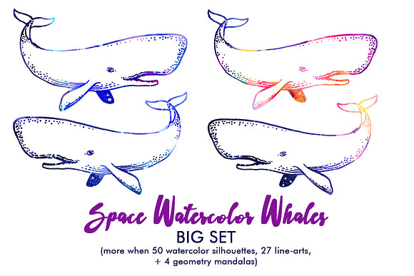 Space Watercolor Whales in Objects - product preview 3