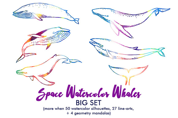 Space Watercolor Whales in Objects - product preview 4