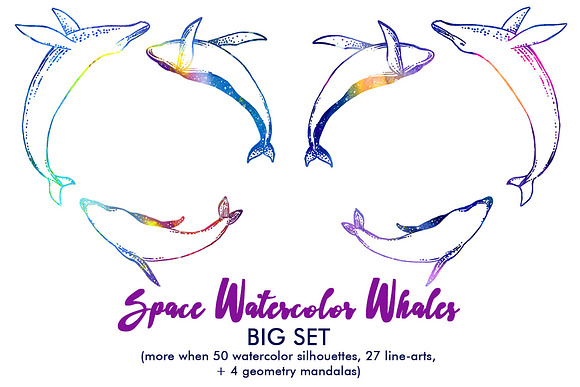 Space Watercolor Whales in Objects - product preview 5