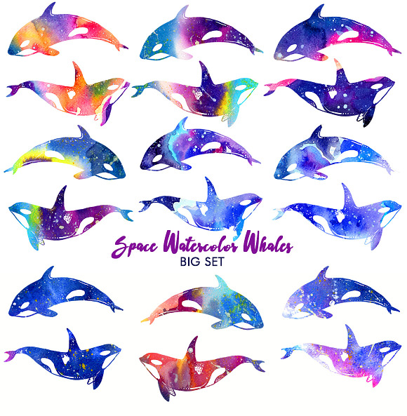 Space Watercolor Whales in Objects - product preview 8