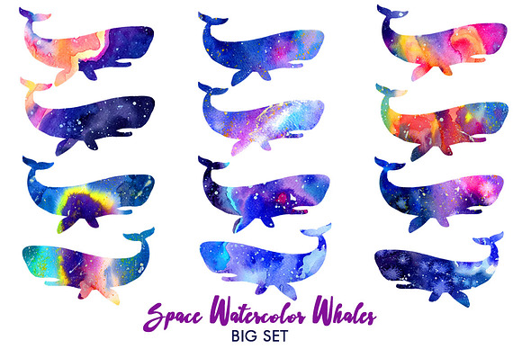 Space Watercolor Whales in Objects - product preview 9