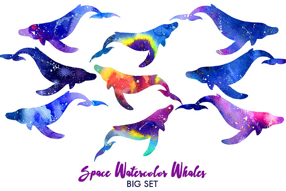 Space Watercolor Whales in Objects - product preview 10