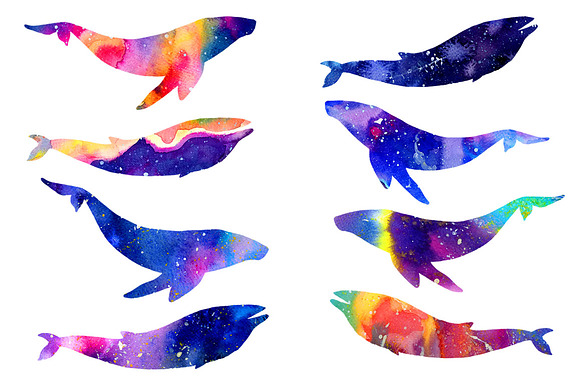 Space Watercolor Whales in Objects - product preview 11