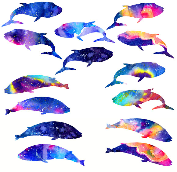 Space Watercolor Whales in Objects - product preview 12