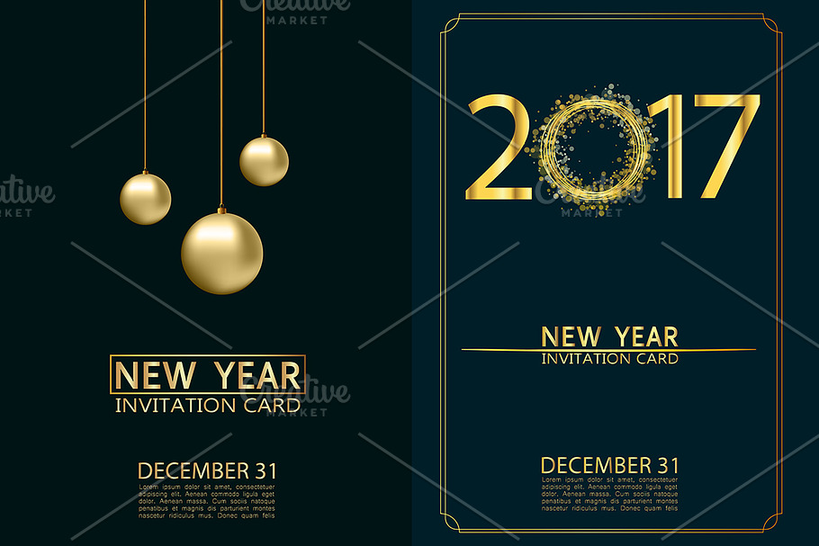 New Year invitation cards. Vector.