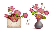 Lotus. Envelope and vase