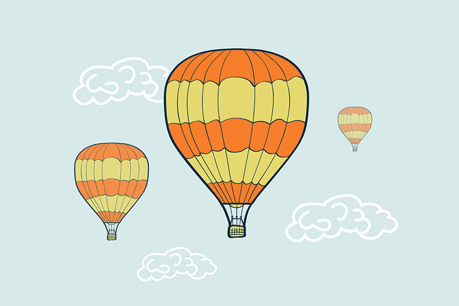 Hand drawn sketch air balloons. in Illustrations - product preview 8