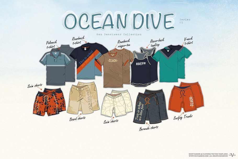 Men Ocean Dive Fashion Set in Illustrations - product preview 8