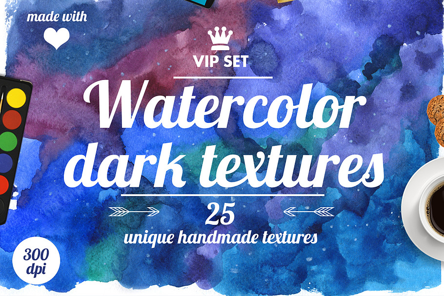 Dark and deep watercolor pattern set in Textures - product preview 8