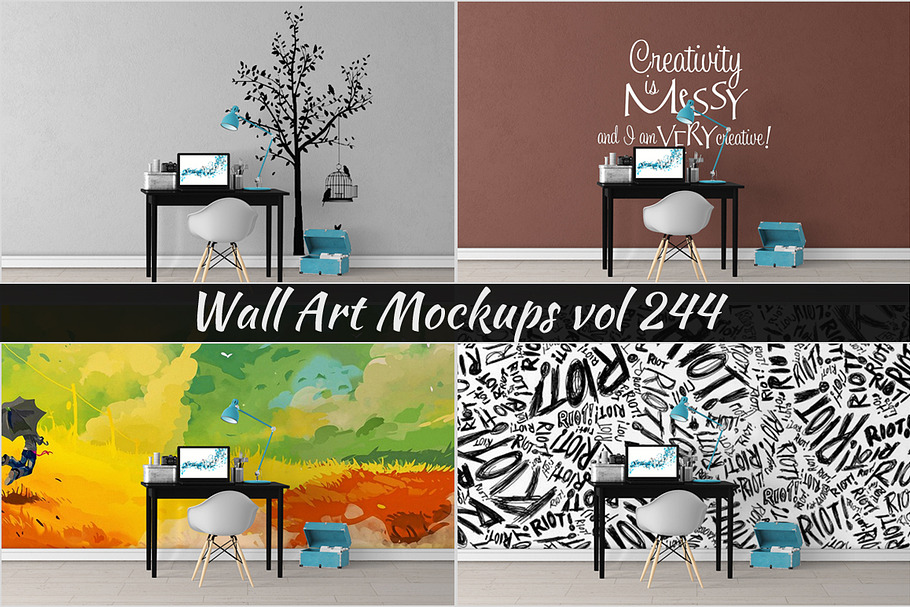 Wall Mockup - Sticker Mockup Vol 244 in Print Mockups - product preview 8