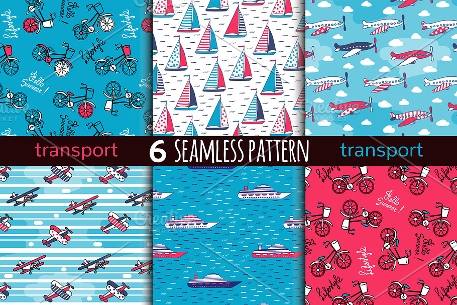 6 transport seamless pattern in Patterns - product preview 8