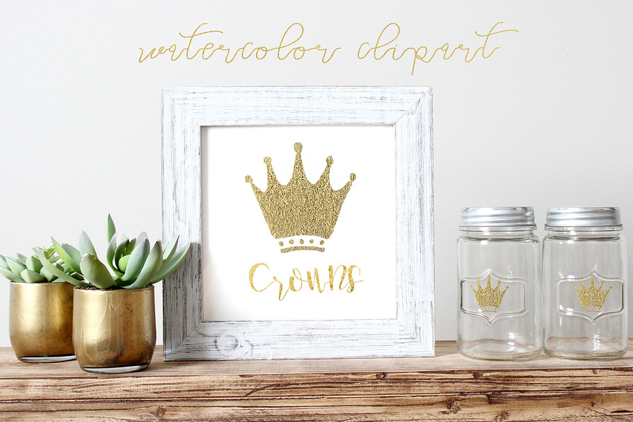 Crowns watercolor clipart
