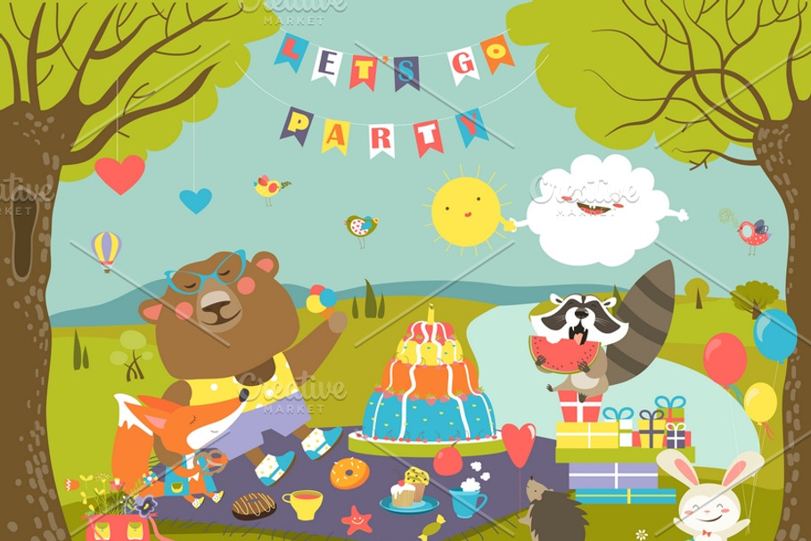 Animals celebrating Birthday in Illustrations - product preview 8