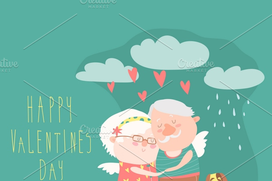 Couple of elderly angel huggins  in Illustrations - product preview 8