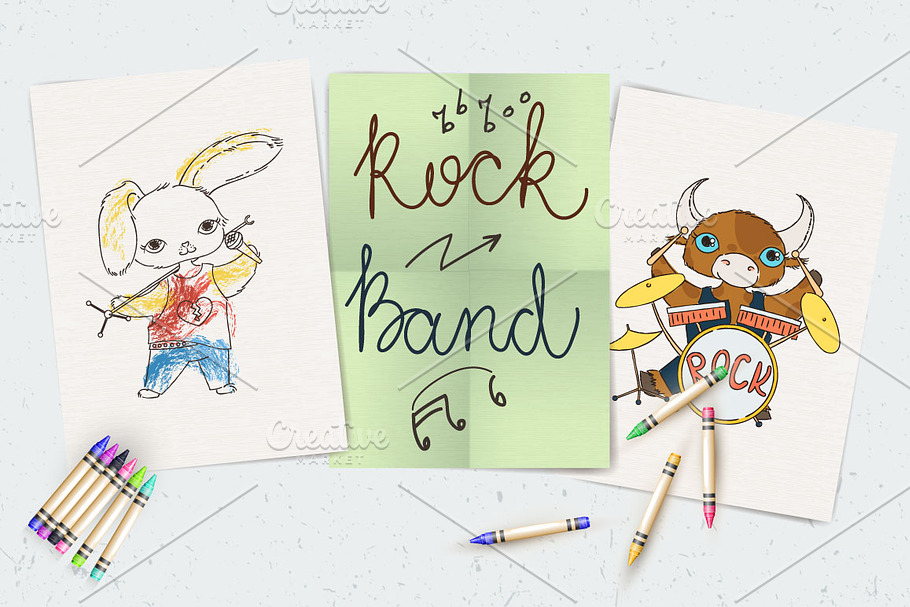 Rock Music Animals Set in Illustrations - product preview 8
