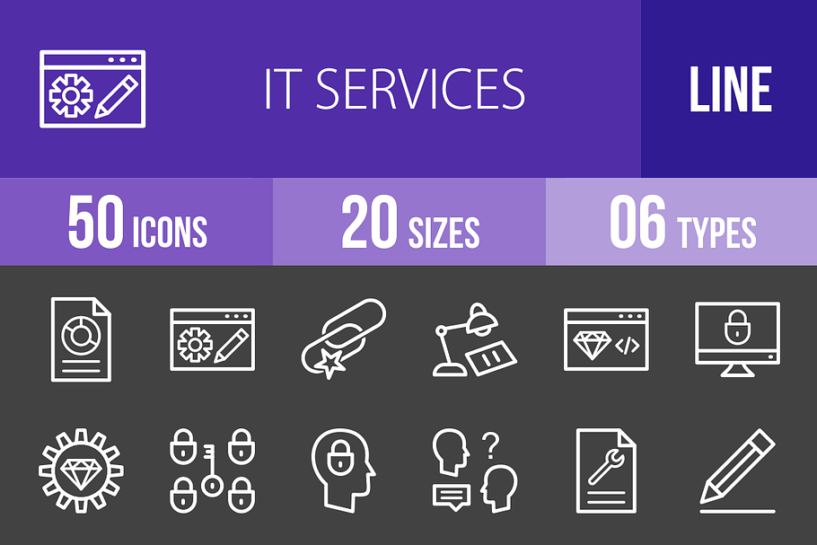 50 IT Services Line Inverted Icons in Graphics - product preview 8