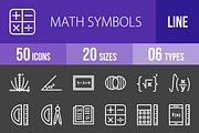 50 Math Symbols Line Inverted Icons