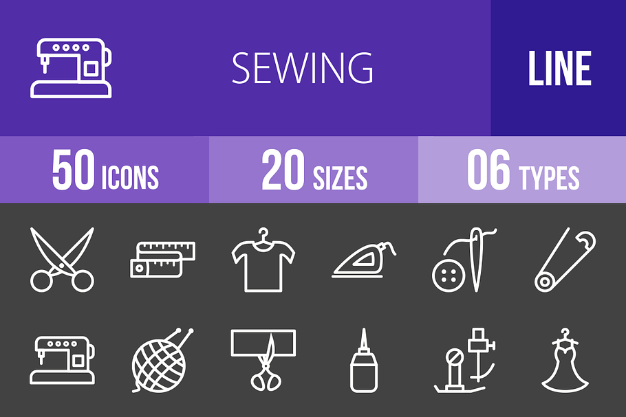 50 Sewing Line Inverted Icons in Graphics - product preview 8