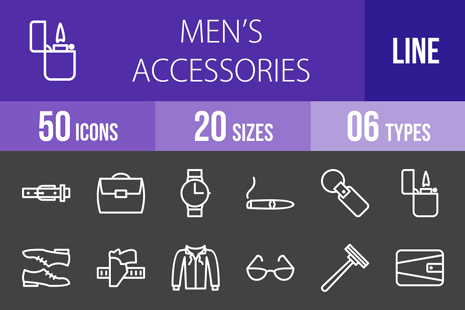 50 Men's Items Line Inverted Icons