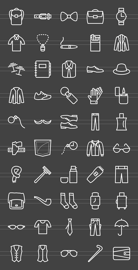 50 Men's Items Line Inverted Icons in Graphics - product preview 1