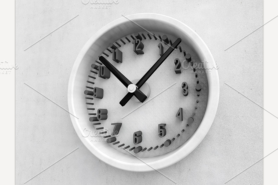 Wall clock 3D rendering in Illustrations - product preview 8