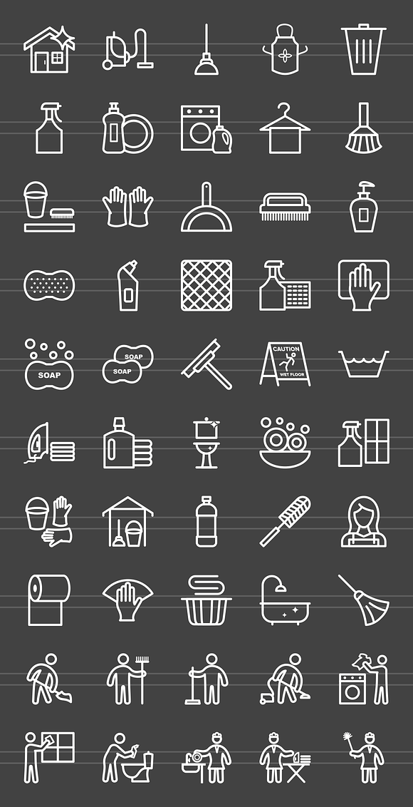50 Cleaning Line Inverted Icons in Graphics - product preview 1